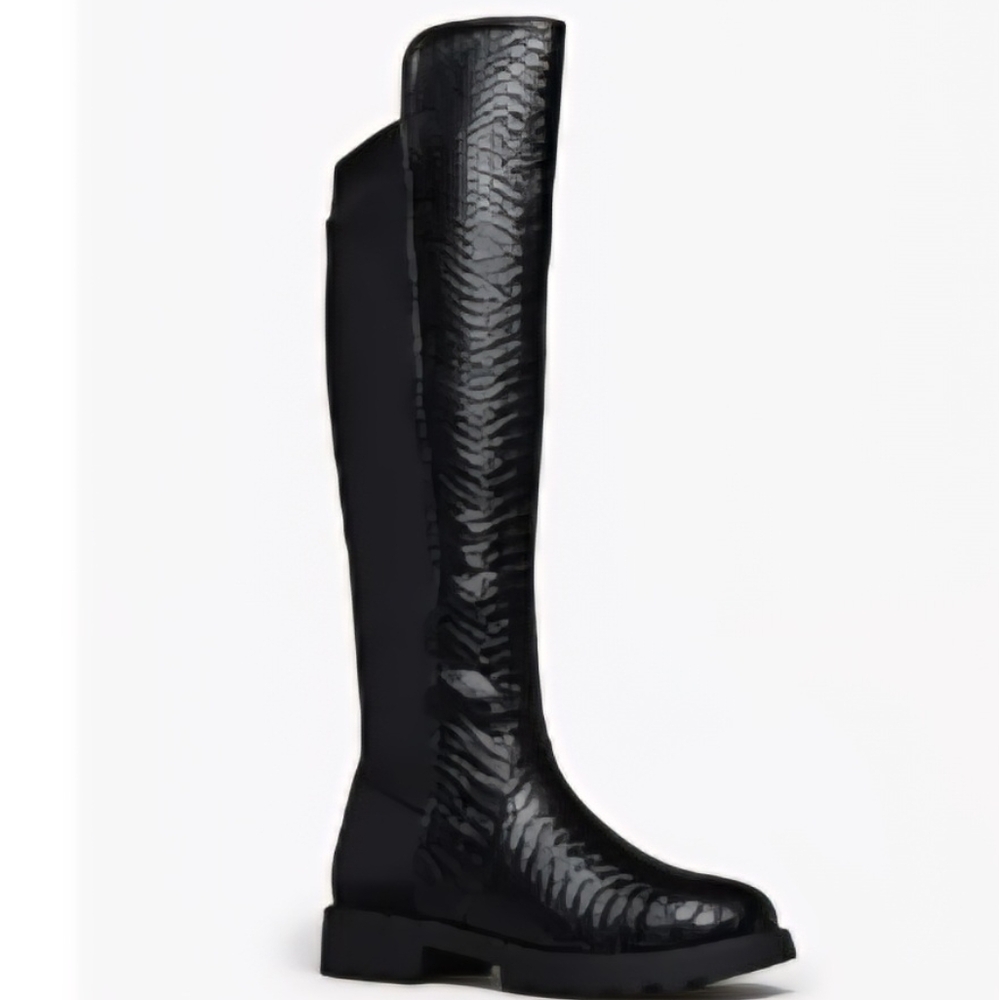 Shoe Dazzle Glossy Black Over-the-Knee Boots